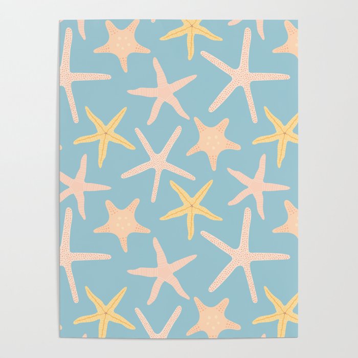 Vintage marine starfish sea animal pattern Poster Gallery Image 4