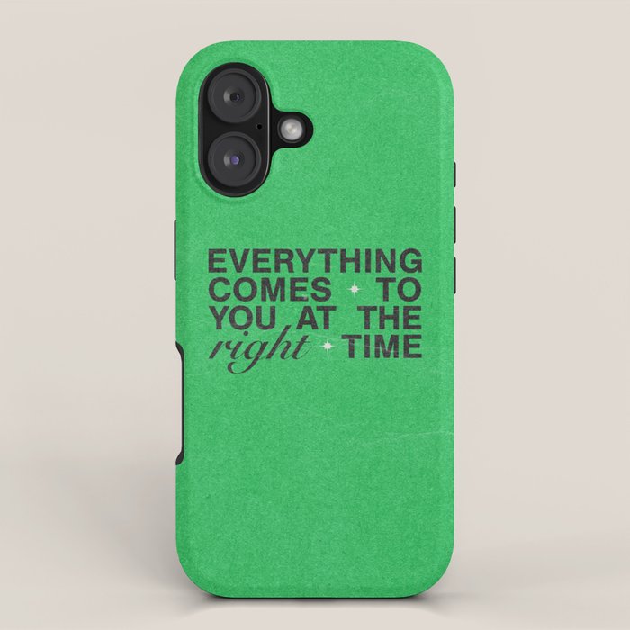Everything Comes To You At The Right Time (Green) iPhone Case Gallery Image 1