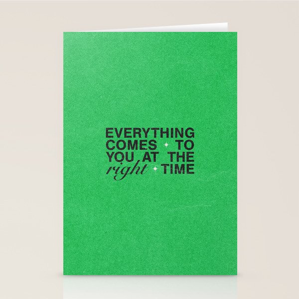 Everything Comes To You At The Right Time (Green) Stationery Card Gallery Image 2
