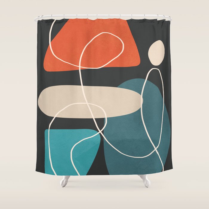 Minimal Colorful Abstract Shapes 4 Shower Curtain Gallery Image 1