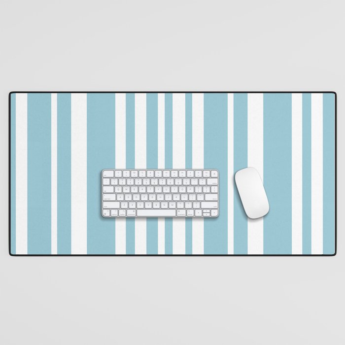 Classic Stripes XXXV - Sky Blue Desk Mat Gallery Image 1