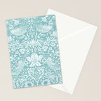 William Morris Strawberry Thief Aqua Teal Stationery Card Gallery Image 2