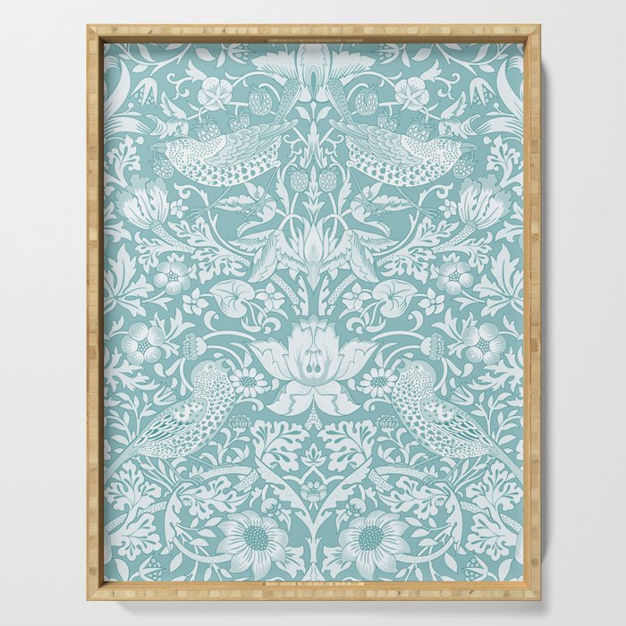 William Morris Strawberry Thief Aqua Teal Serving Tray Gallery Image 1