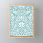 William Morris Strawberry Thief Aqua Teal Mini Art Print Gallery Image 1