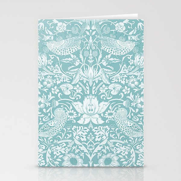 William Morris Strawberry Thief Aqua Teal Stationery Card Gallery Image 2
