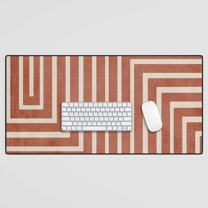 Dark Terracotta Geometric Design Artwork Desk Mat Gallery Image 1