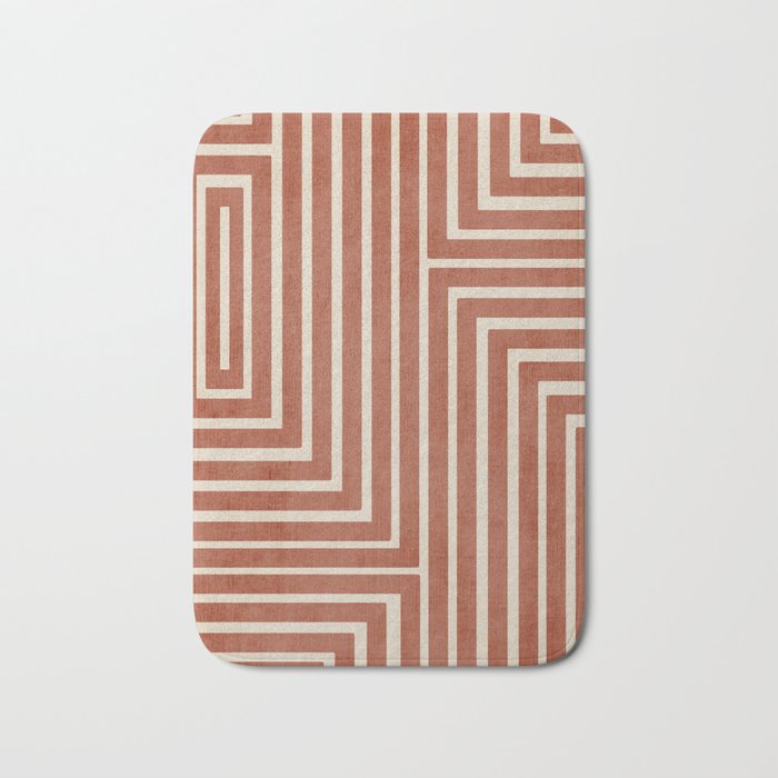 Dark Terracotta Geometric Design Artwork Bath Mat Gallery Image 1