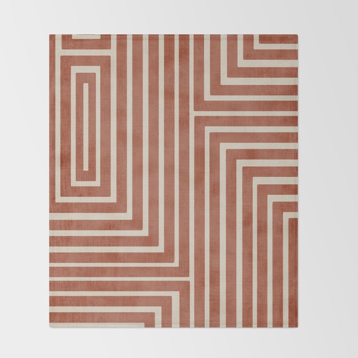 Dark Terracotta Geometric Design Artwork Throw Blanket Gallery Image 2