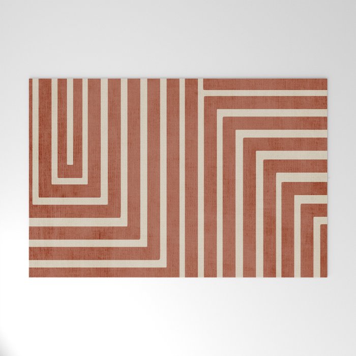 Dark Terracotta Geometric Design Artwork Welcome Mat Gallery Image 1