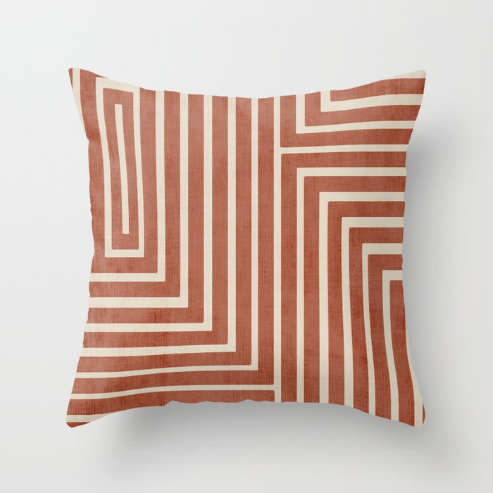 Dark Terracotta Geometric Design Artwork Throw Pillow Gallery Image 6