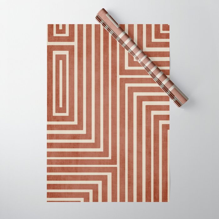 Dark Terracotta Geometric Design Artwork Wrapping Paper Gallery Image 1