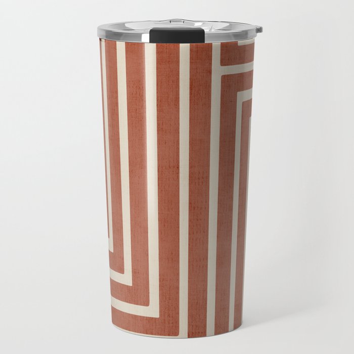 Dark Terracotta Geometric Design Artwork Travel Mug Gallery Image 1