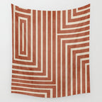 Dark Terracotta Geometric Design Artwork Wall Tapestry Gallery Image 4