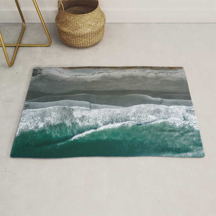 Aerial Coastlines - Modern Ocean Photography Print Rug Gallery Image 1