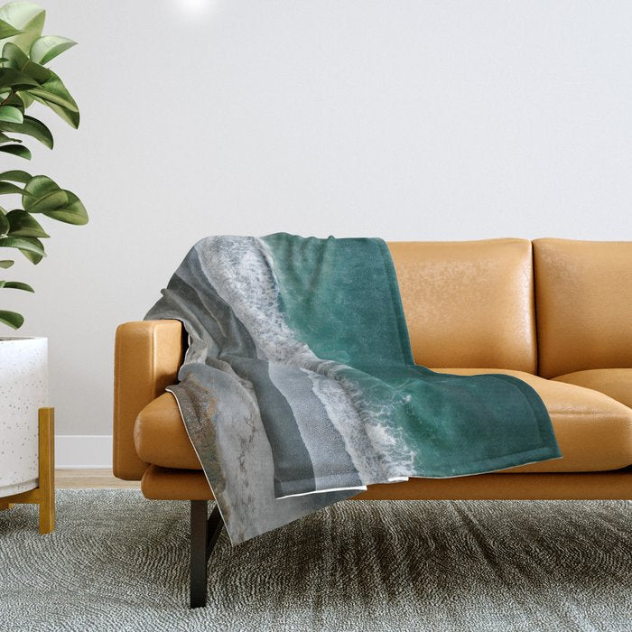Aerial Coastlines - Modern Ocean Photography Print Throw Blanket Gallery Image 1