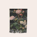 Vintage Botanical Illustration Beautiful Lush Roses Flowers Black Background Wall Hanging Gallery Image 1