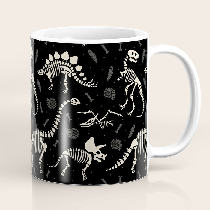 Dinosaur Fossils on Black Coffee Mug Gallery Image 1