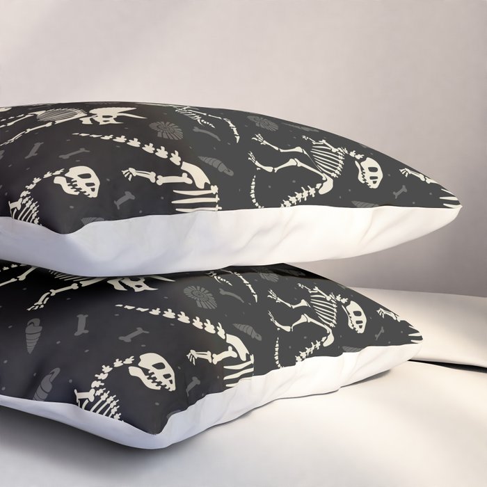 Dinosaur Fossils on Black Pillow Sham Gallery Image 3