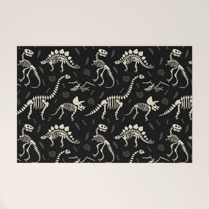 Dinosaur Fossils on Black Welcome Mat Gallery Image 1