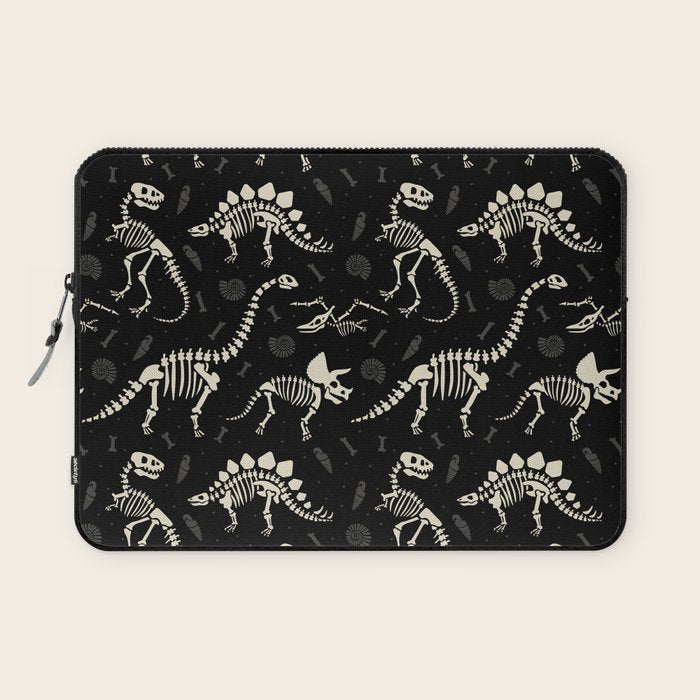 Dinosaur Fossils on Black Laptop Sleeve Gallery Image 1
