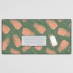 Dancing Pinecones in Sage Green & Red Desk Mat Gallery Image 1
