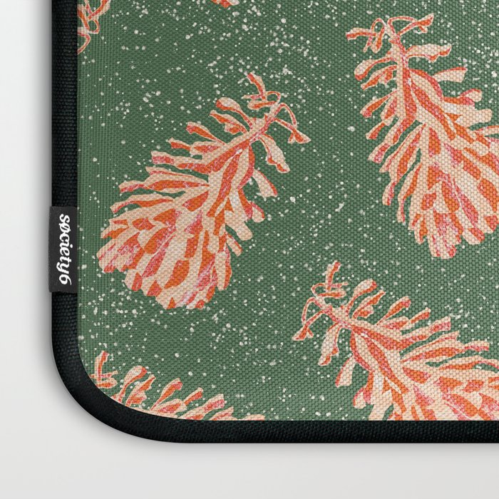 Dancing Pinecones in Sage Green & Red Laptop Sleeve Gallery Image 3