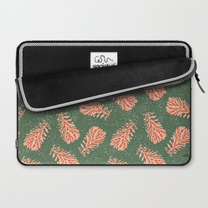Dancing Pinecones in Sage Green & Red Laptop Sleeve Gallery Image 2