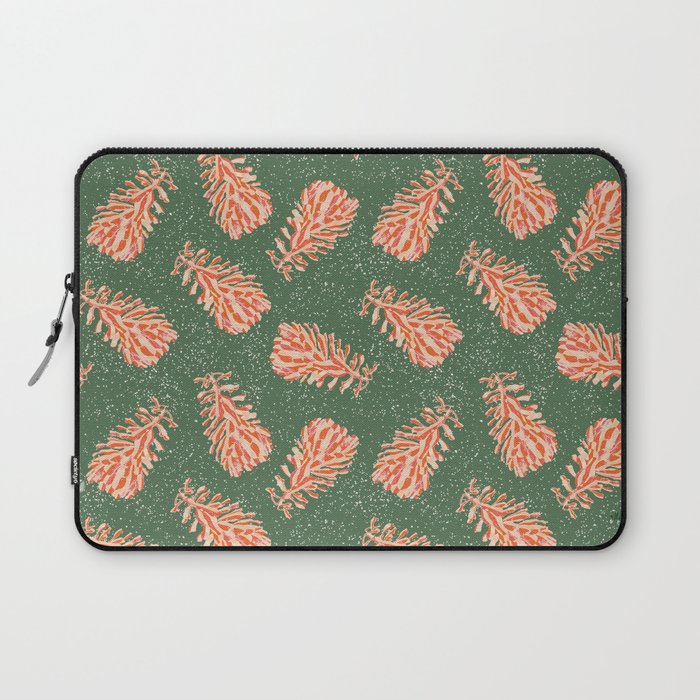 Dancing Pinecones in Sage Green & Red Laptop Sleeve Gallery Image 1