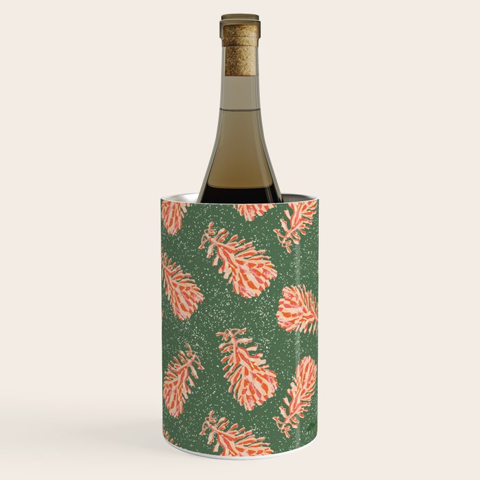 Dancing Pinecones in Sage Green & Red Wine Chiller Gallery Image 3
