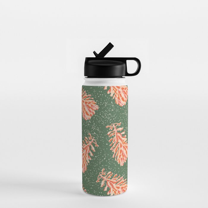 Dancing Pinecones in Sage Green & Red Water Bottle Gallery Image 1