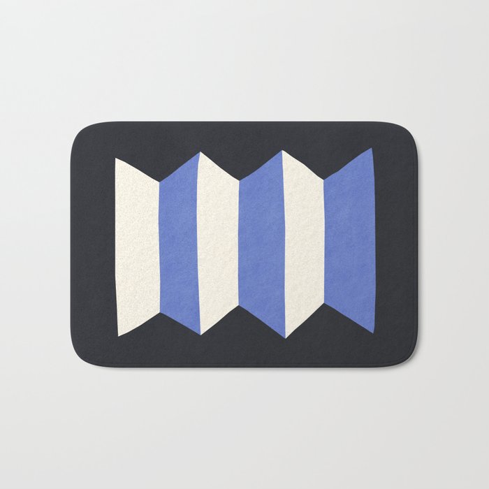 Geometric Vase - White Blue on Dark Bath Mat Gallery Image 1