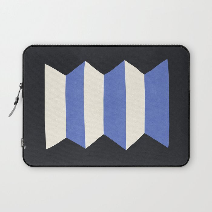 Geometric Vase - White Blue on Dark Laptop Sleeve Gallery Image 1