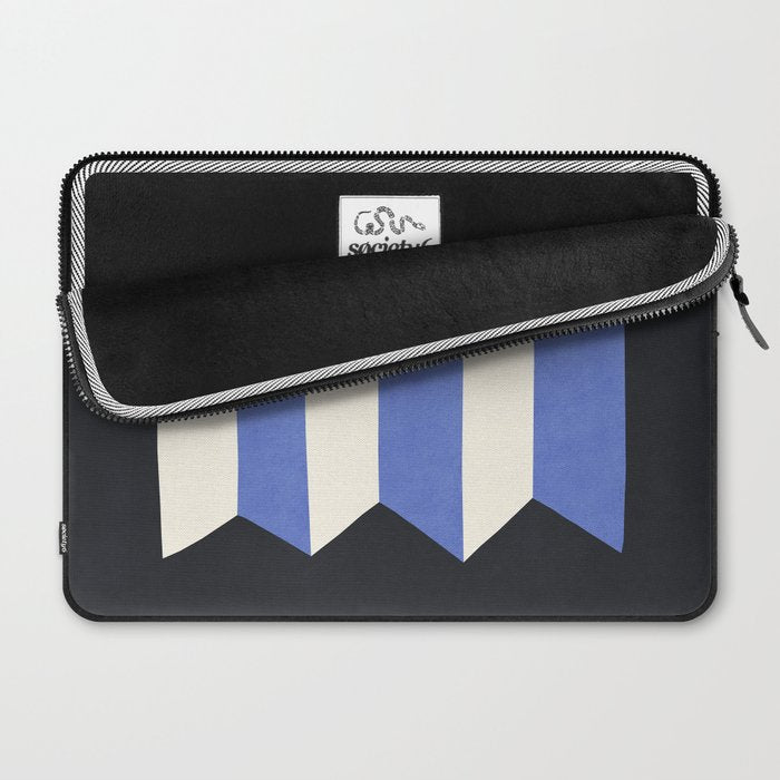 Geometric Vase - White Blue on Dark Laptop Sleeve Gallery Image 2
