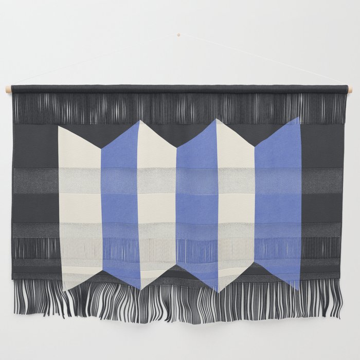 Geometric Vase - White Blue on Dark Wall Hanging Gallery Image 1