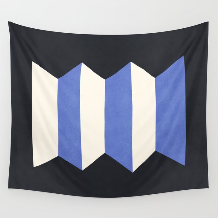 Geometric Vase - White Blue on Dark Wall Tapestry Gallery Image 1