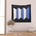 Geometric Vase - White Blue on Dark Wall Tapestry Gallery Image 2