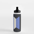 Geometric Vase - White Blue on Dark Water Bottle Gallery Image 2