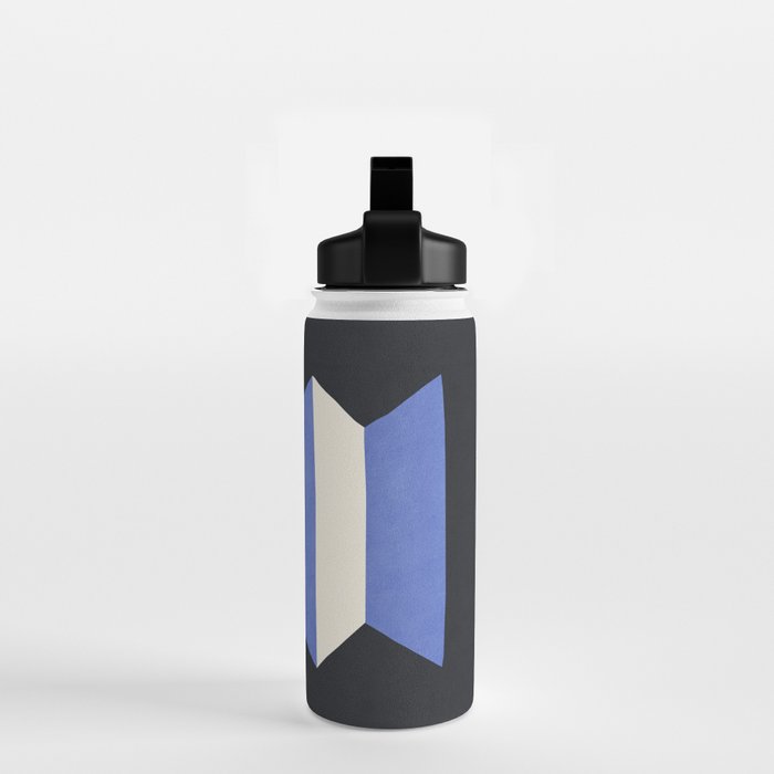 Geometric Vase - White Blue on Dark Water Bottle Gallery Image 2