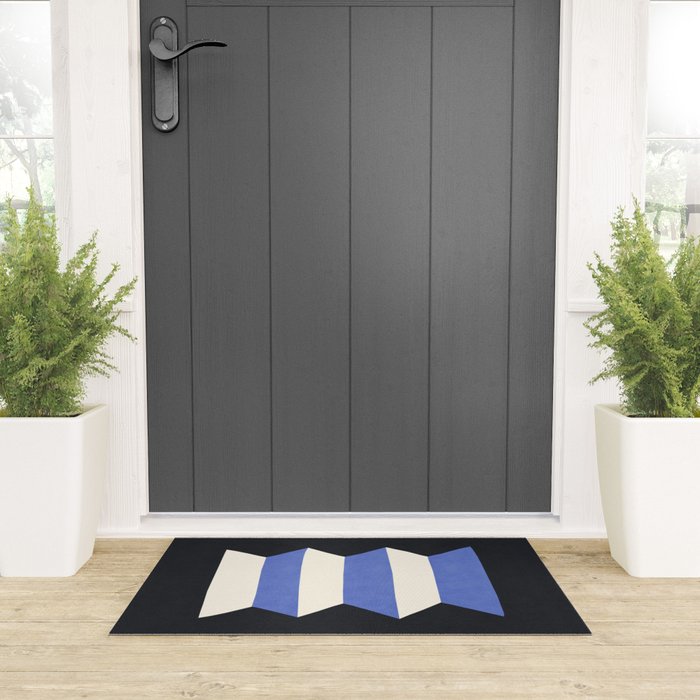 Geometric Vase - White Blue on Dark Welcome Mat Gallery Image 3