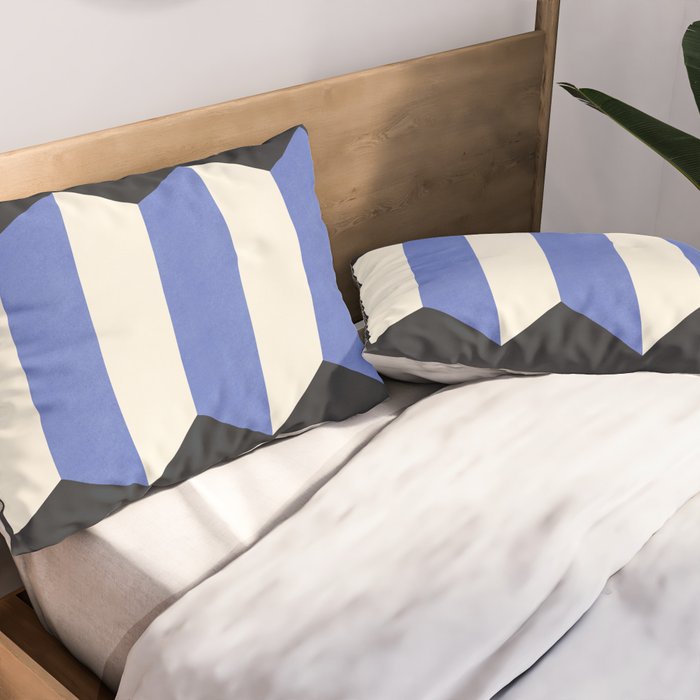 Geometric Vase - White Blue on Dark Pillow Sham Gallery Image 2