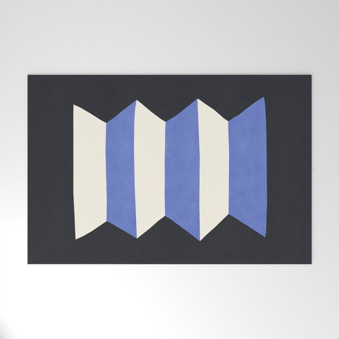 Geometric Vase - White Blue on Dark Welcome Mat Gallery Image 1