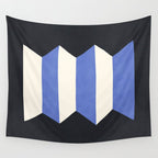 Geometric Vase - White Blue on Dark Wall Tapestry Gallery Image 4