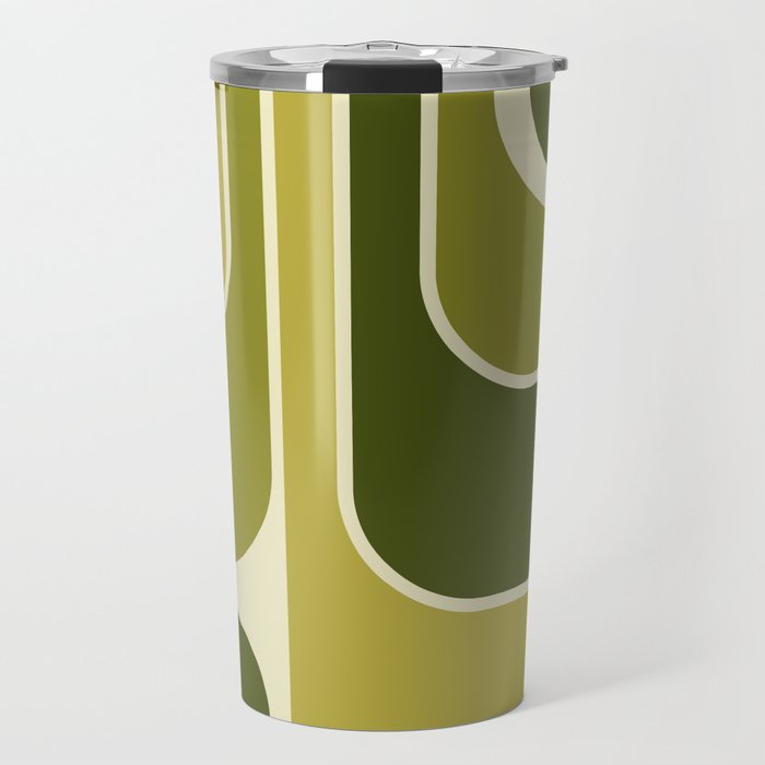 Mid Century Modern Decoration 663 Olive Green and Beige Travel Mug Gallery Image 1