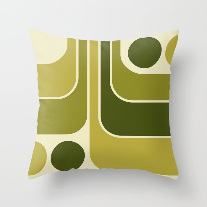 Mid Century Modern Decoration 663 Olive Green and Beige Throw Pillow Gallery Image 6