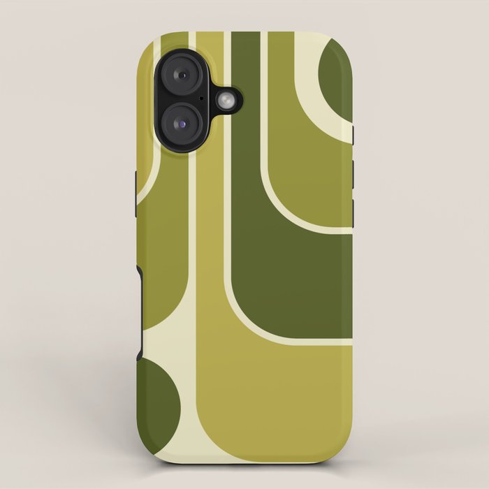 Mid Century Modern Decoration 663 Olive Green and Beige iPhone Case Gallery Image 1