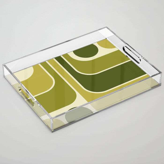Mid Century Modern Decoration 663 Olive Green and Beige Acrylic Tray Gallery Image 1