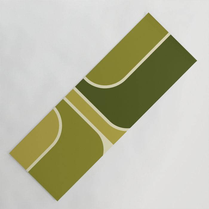 Mid Century Modern Decoration 663 Olive Green and Beige Yoga Mat Gallery Image 1