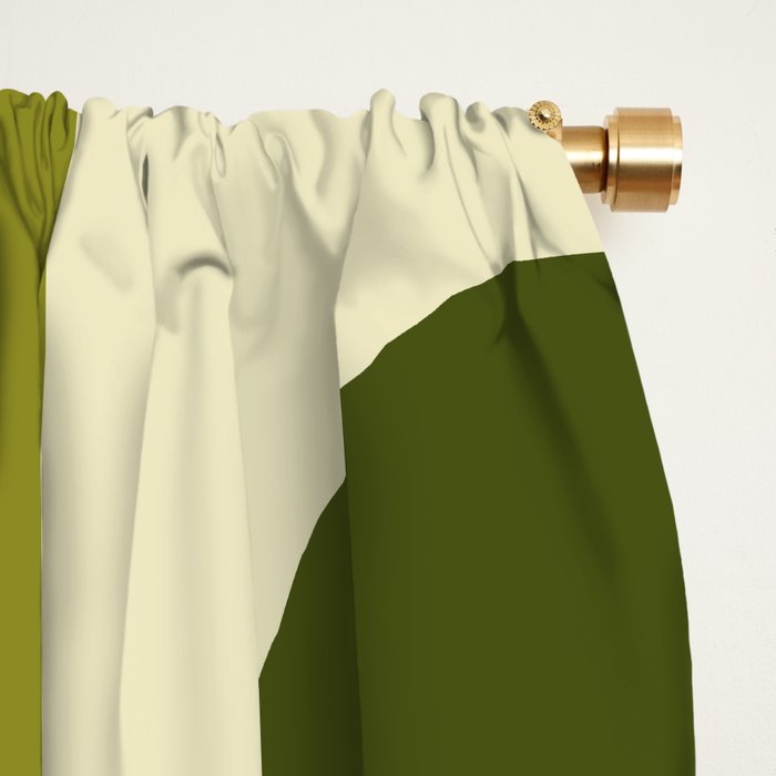Mid Century Modern Decoration 663 Olive Green and Beige Window Curtain Gallery Image 2