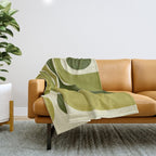 Mid Century Modern Decoration 663 Olive Green and Beige Throw Blanket Gallery Image 1