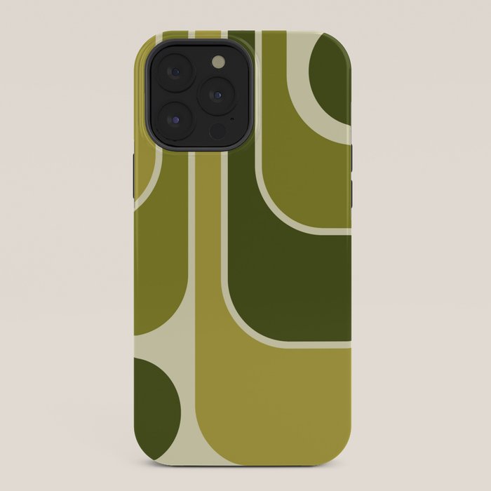 Mid Century Modern Decoration 663 Olive Green and Beige iPhone Case Gallery Image 36